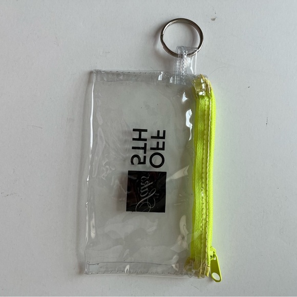 Saks off 5th Clear & Neon Zipper Keychain Pouch - Compact & Stylish - Picture 4 of 6